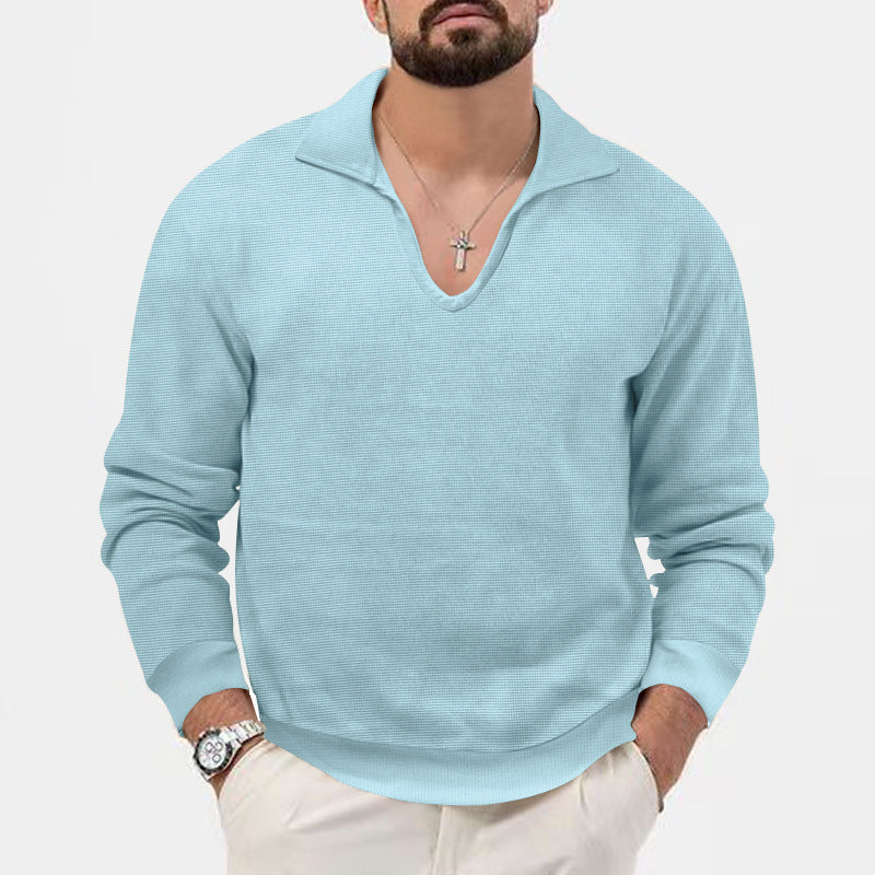 Herren eleganter Pullover mit V-Ausschnitt und strukturiertem Design Aliams