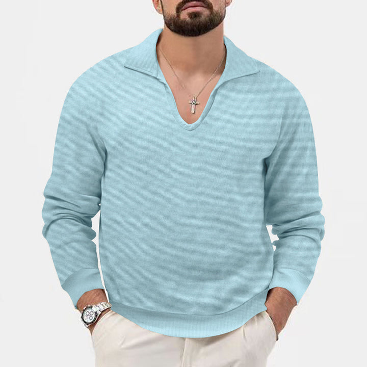 Herren eleganter Pullover mit V-Ausschnitt und strukturiertem Design Aliams