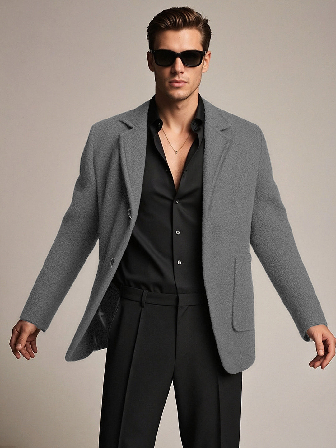 Herren eleganter strukturierter Blazer mit praktischen Taschen Aliams