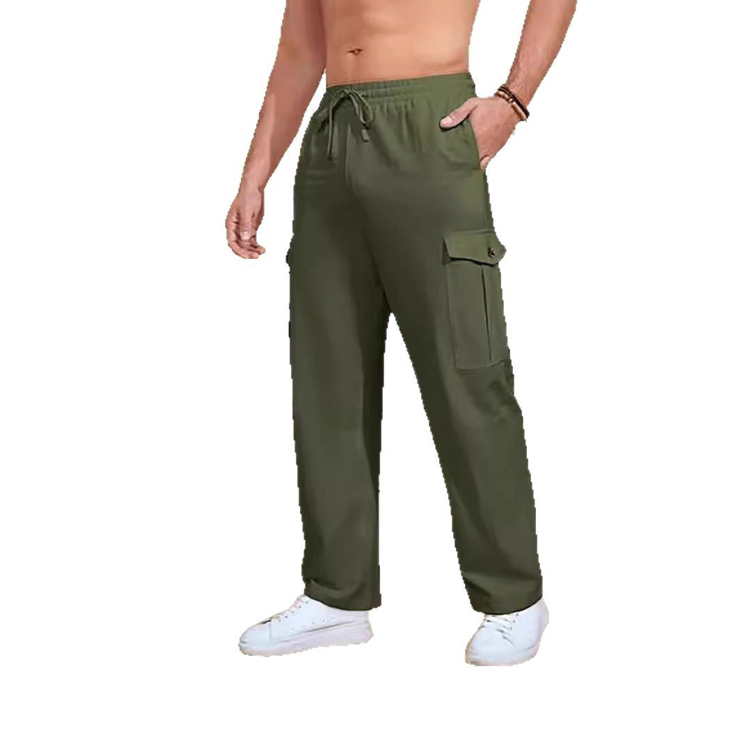 Herren Cargo-Trainingshose mit elastischem Bund und seitlichen Taschen Aliams