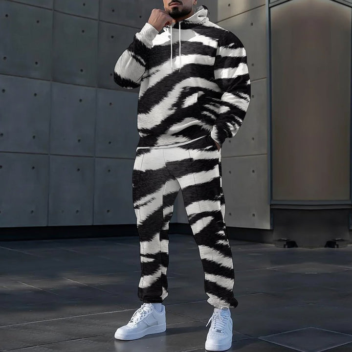 Herren Hoodie und Jogginghose Set mit modernem Zebramuster und angenehmem Material Aliams