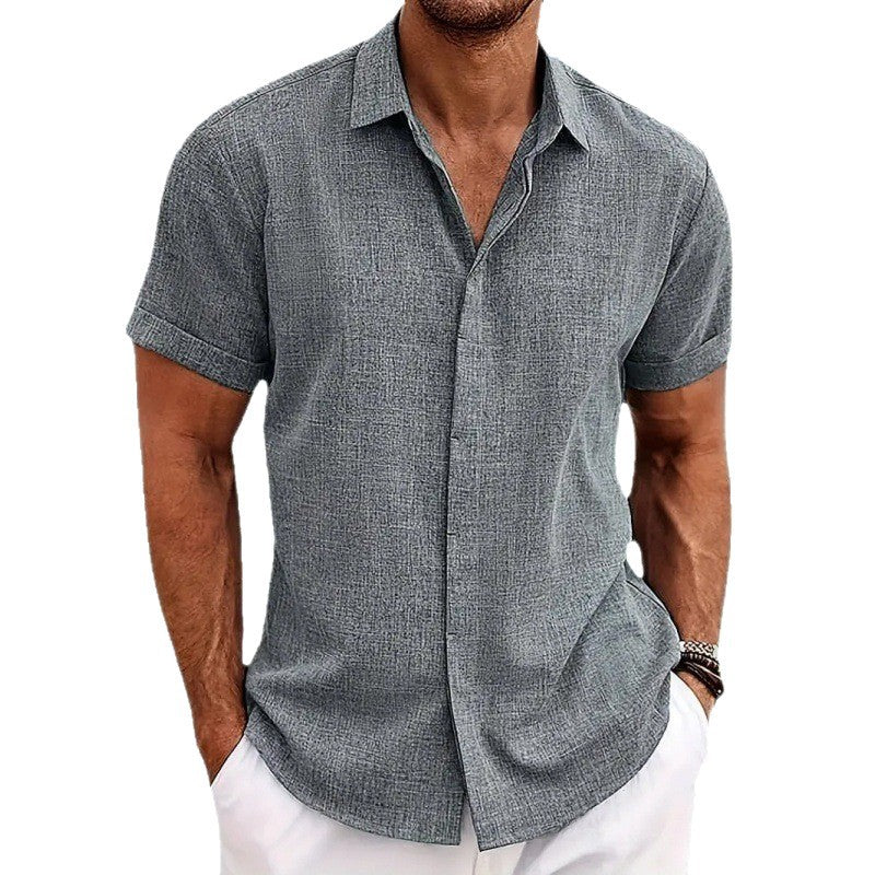 Herren Kurzarm-Hemd mit strukturiertem Design und modernem Kragen Aliams