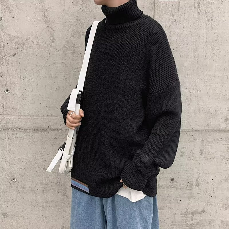 Herren Strickpullover mit hohem Kragen und modernen Rippendetails Aliams