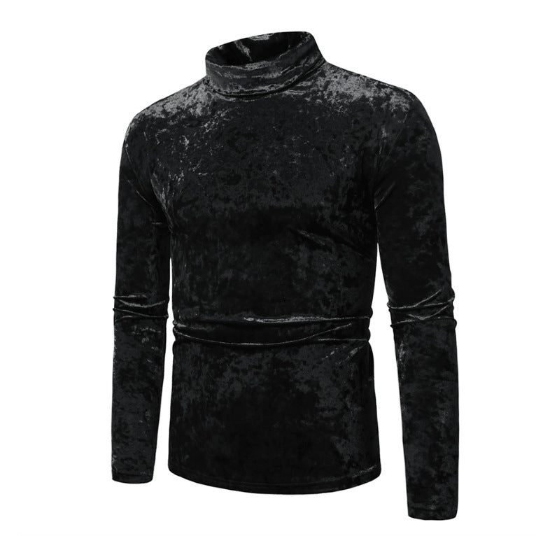 Herren eleganter Rollkragenpullover aus Samt Aliams