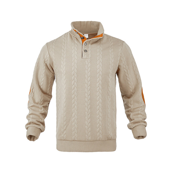 Herren Strickpullover mit strukturiertem Kabelmuster und kurzen Knopfdetails Aliams