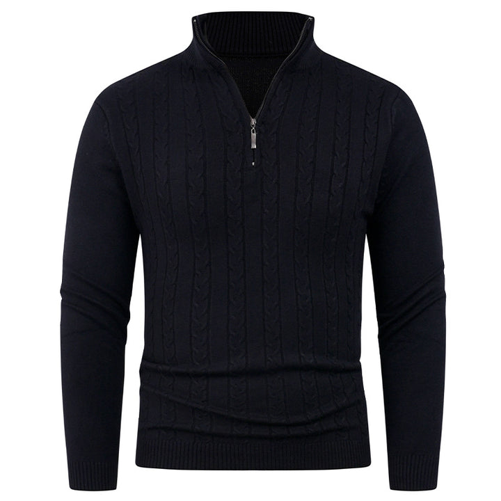 Herren Strukturierter Pullover mit ZIP-Kragen Aliams