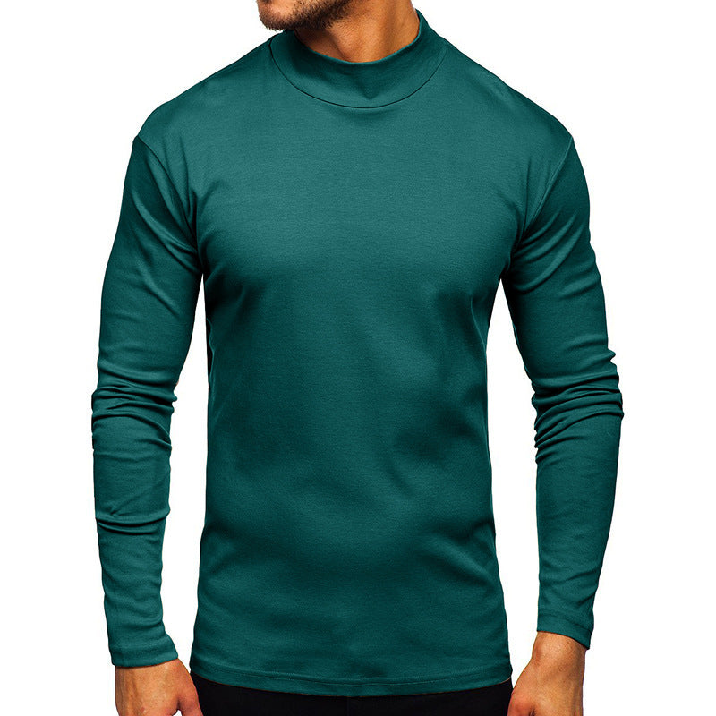 Herren Rundhals Langarmshirt aus elastischem Baumwoll-Mix mit modernem Stehkragen Aliams