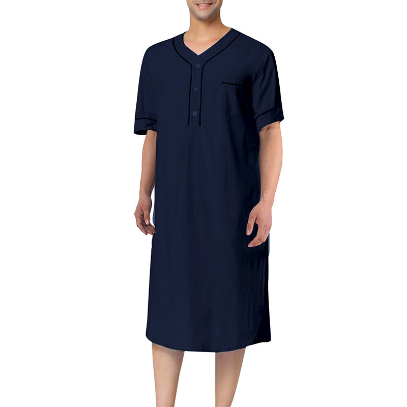 Damen Kurzarm-Kleid mit modernem Stehkragen und praktischer Knopfleiste Aliams