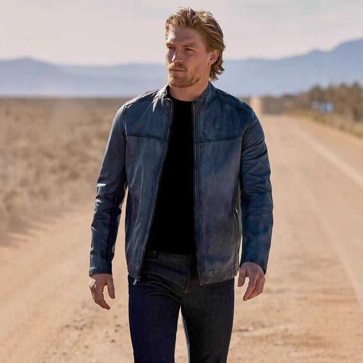 Herren hochwertige Lederjacke im minimalistischen Design Aliams