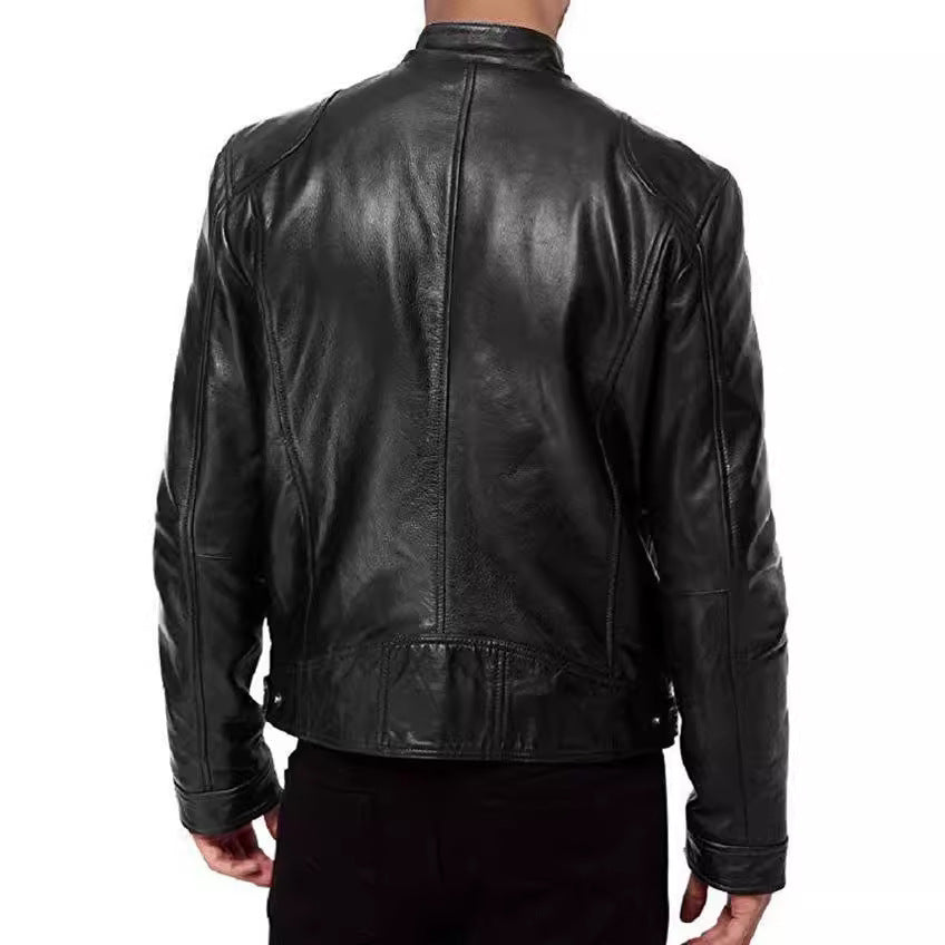 Herren Bikerjacke aus weichem, hochwertigem Leder mit modernem Schnitt und funktionalen Taschen Aliams