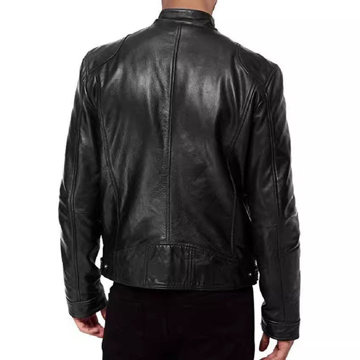Herren Bikerjacke aus weichem, hochwertigem Leder mit modernem Schnitt und funktionalen Taschen Aliams