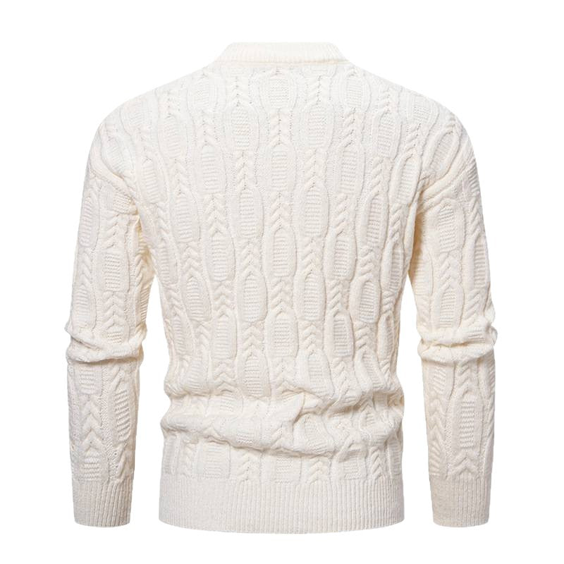 Herren Grobstrickpullover mit modernem Zopfmuster und Rundhalsausschnitt Aliams
