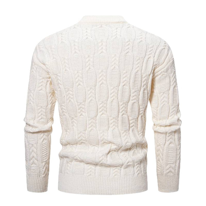 Herren Grobstrickpullover mit modernem Zopfmuster und Rundhalsausschnitt Aliams