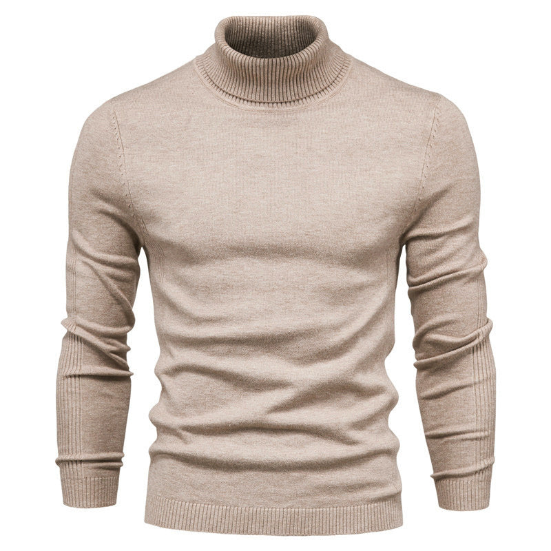 Herren Strickpullover mit hohem Kragen und feinem Rippmuster Aliams