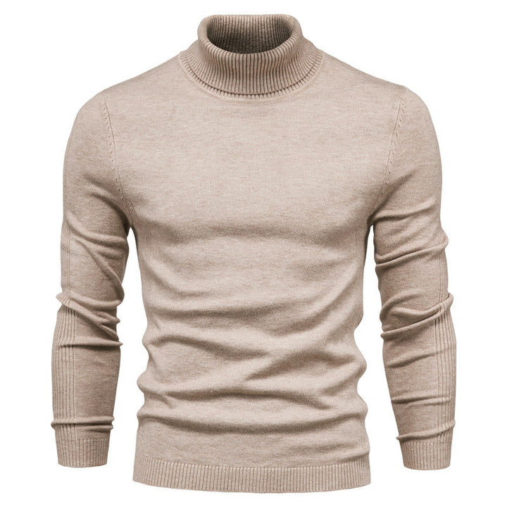 Herren Strickpullover mit hohem Kragen und feinem Rippmuster Aliams