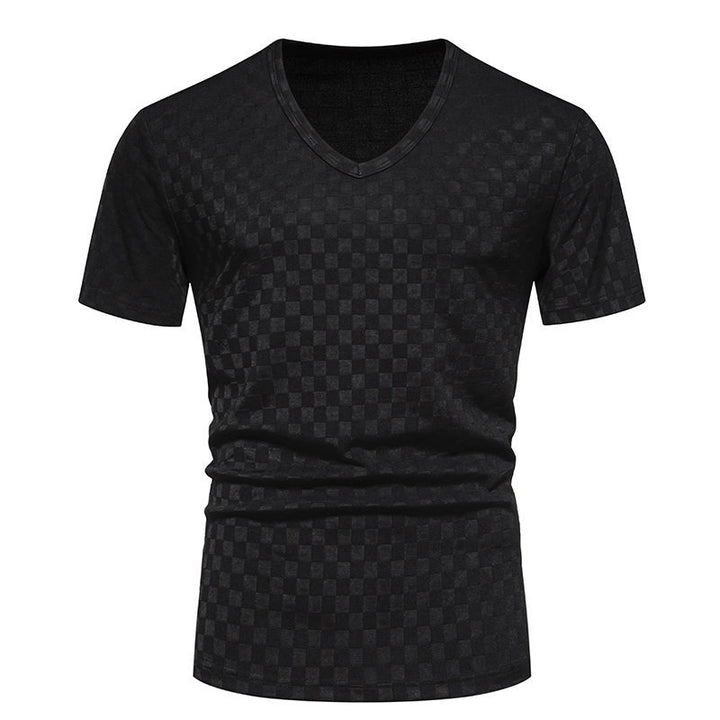 Herren V-Ausschnitt T-Shirt mit strukturiertem Muster Aliams