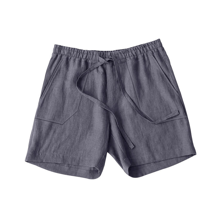 Herren bequeme Leinen-Shorts mit elastischem Bund und praktischen Taschen Aliams