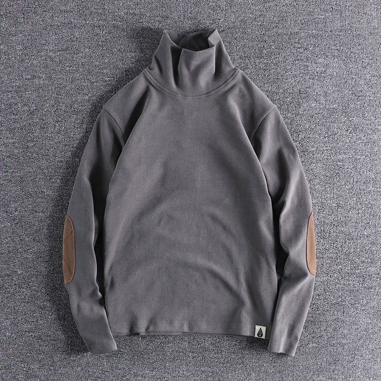 Herren Stehkragenpullover aus hochwertigem Fleece mit kontrastierenden Ellbogenpatches Aliams