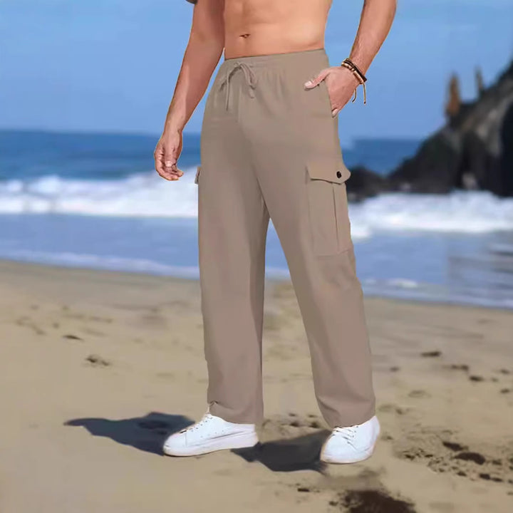 Herren Cargo-Hose mit vielseitigen Taschen und elastischem Bund Aliams