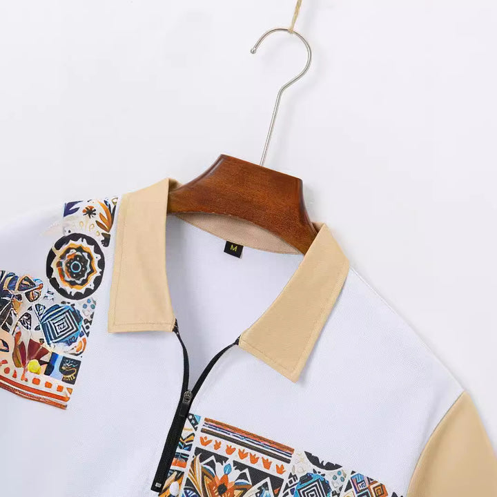 Herren sportliches Kurzarmhemd und Shorts-Set mit dekorativem Design und atmungsaktiven Materialien Aliams