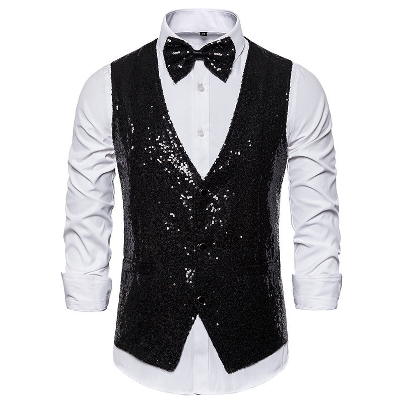 Herren eleganter Paillettenblazer mit passendem Fliege Aliams