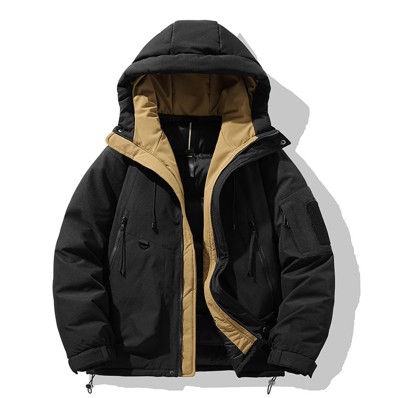 Herren Winterjacke mit multifunktionalen Taschen und verstellbarem Kapuzenkragen Aliams