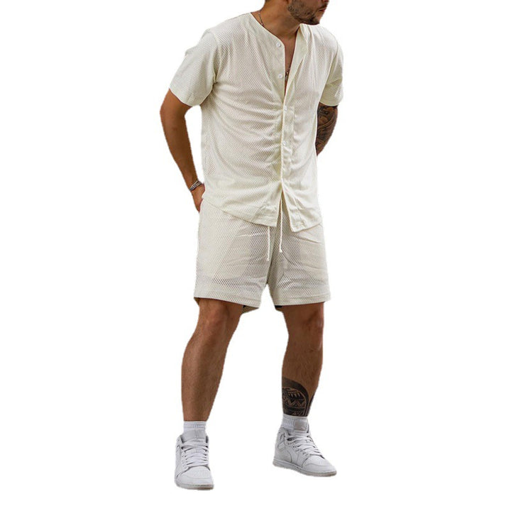 Herren atmungsaktives Sport-Set mit Kurzarm-Hemd und Shorts Aliams