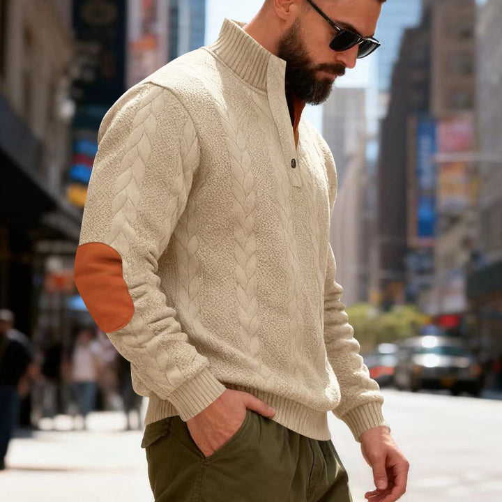 Herren gestrickter Pullover mit Kontrastdetails und modernem Knopfverschluss Aliams