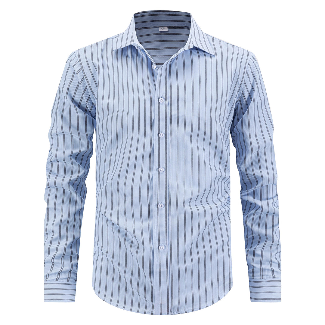 Herren gestreiftes Langarmhemd aus hochwertiger Baumwolle Aliams