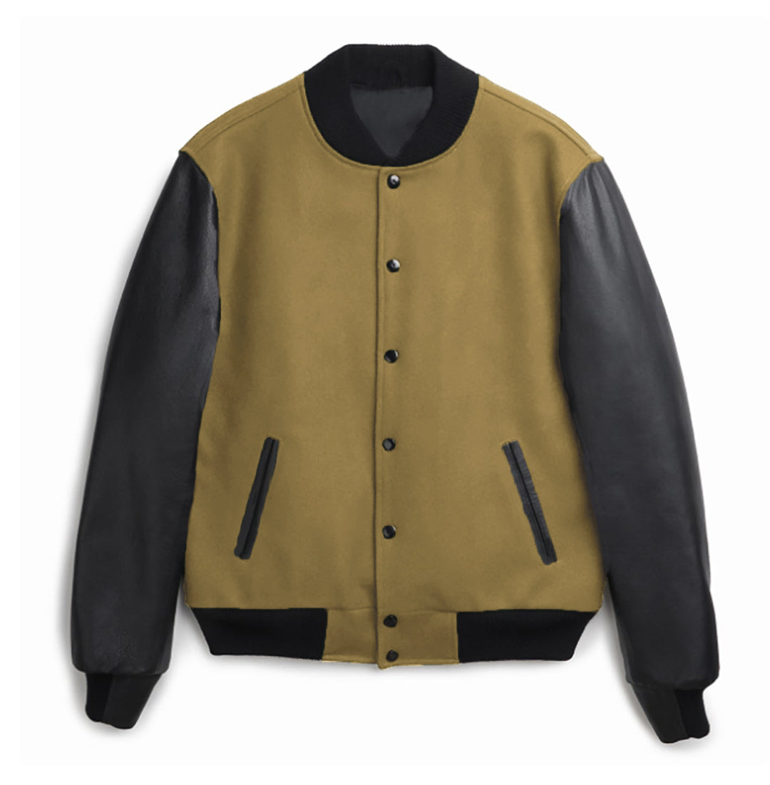 Herren stylische Collegejacke mit Lederärmeln Aliams