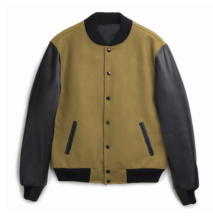 Herren stylische Collegejacke mit Lederärmeln Aliams