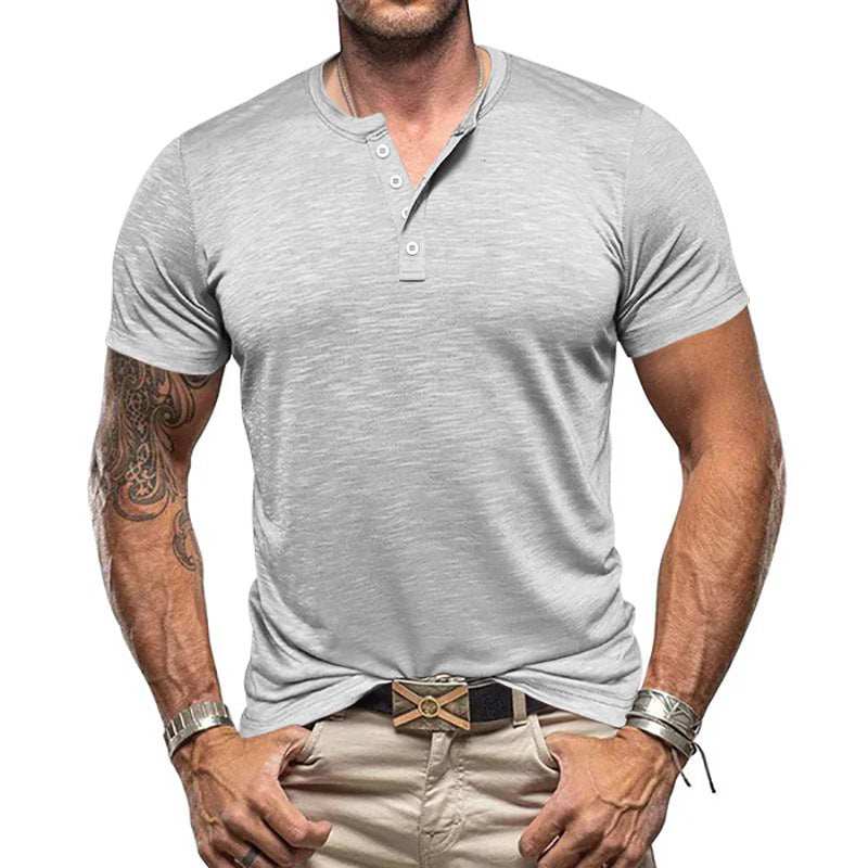 Herren stilvolles Kurzarm-Henley-Shirt mit strukturiertem Stoff Aliams