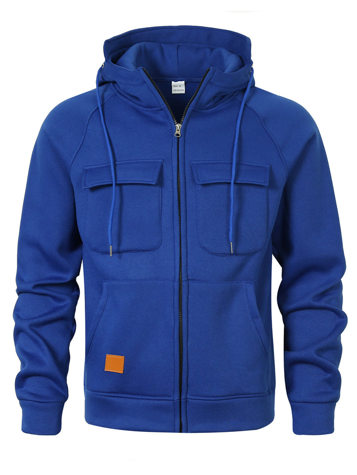 Herren lässige Kapuzenjacke mit zwei praktischen Brusttaschen Aliams
