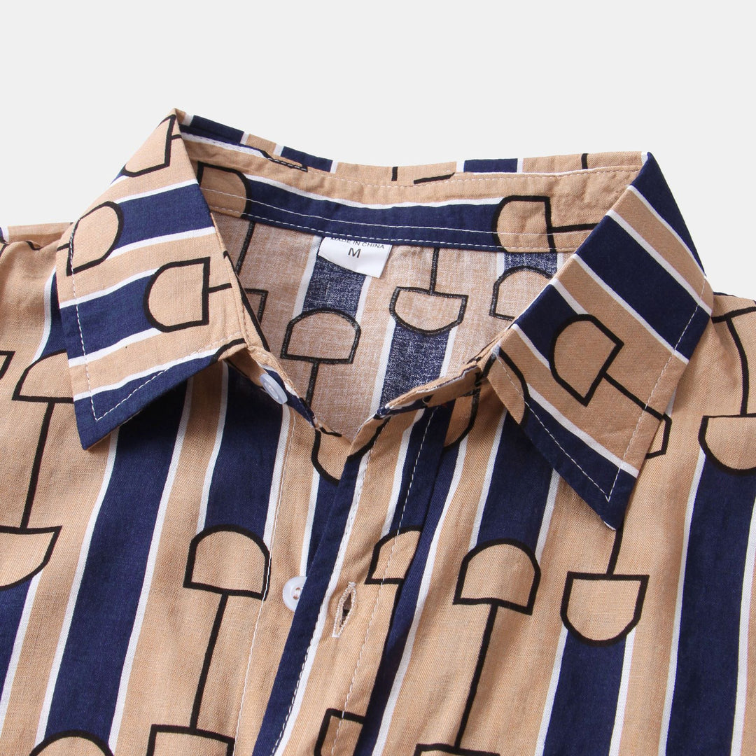 Herren Kurzarmhemd aus atmungsaktivem Stoff mit kreativem Minimaldesign Aliams