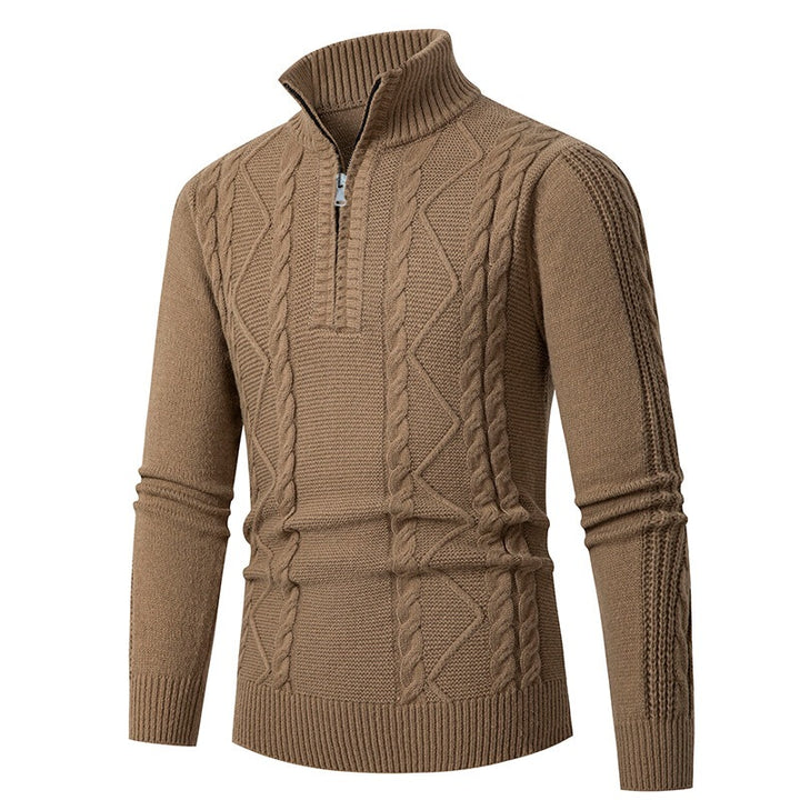 Herren Strickpullover mit hohem Kragen und Reißverschluss Aliams