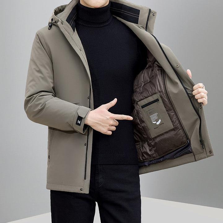 Herren isolierte Winterjacke mit verstellbarem Kapuzenkragen und praktischen Taschen Aliams