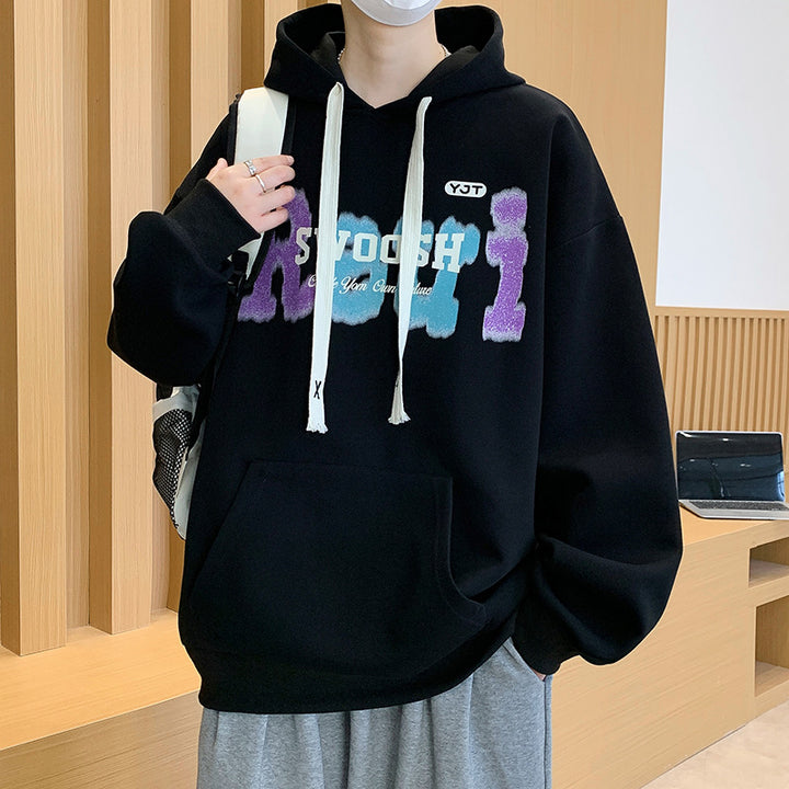 Unisex Oversized Kapuzenpullover mit kreativem Schriftzug Aliams