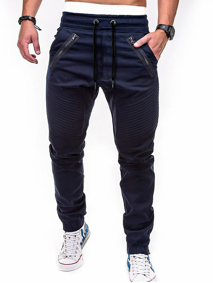 Herren Freizeit Jogginghose mit kontrastierenden Reißverschlusstaschen und elastischem Bund Aliams