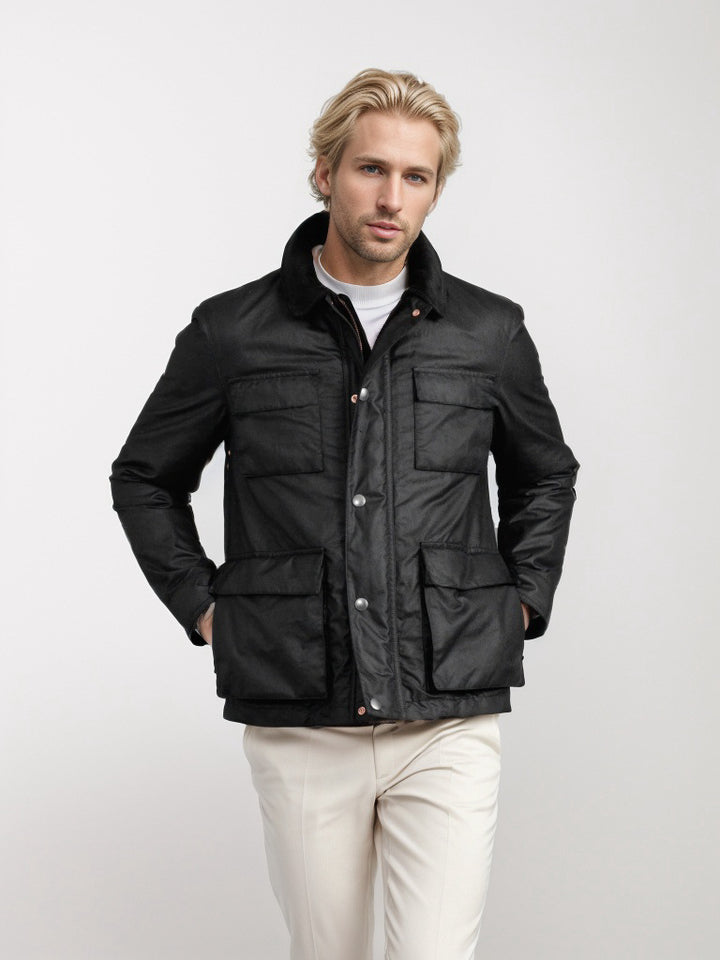 Herren Wasserabweisende Wattierte Jacke mit Stehkragen und großen Taschen Aliams
