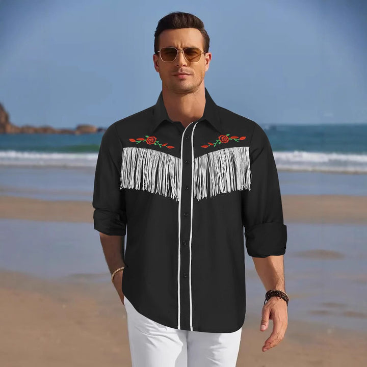 Herren Westernhemd mit Fransen und kunstvoller Bestickung Aliams
