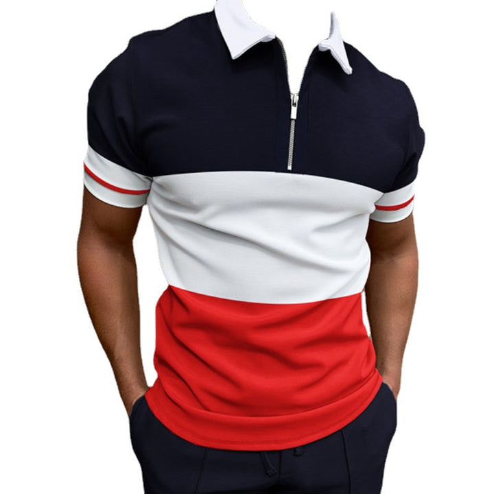 Herren Stilvolles Kurzarm Zip Polo Shirt Aliams