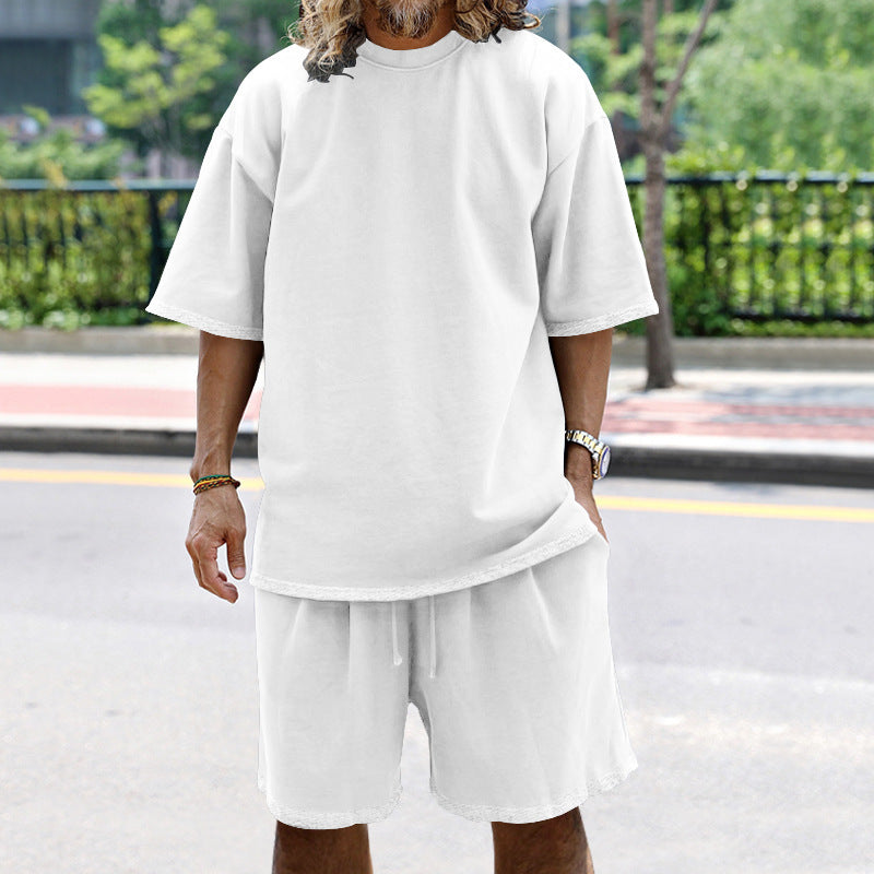 Herren Bequemer Freizeitanzug mit lässigem T-Shirt und Shorts Aliams