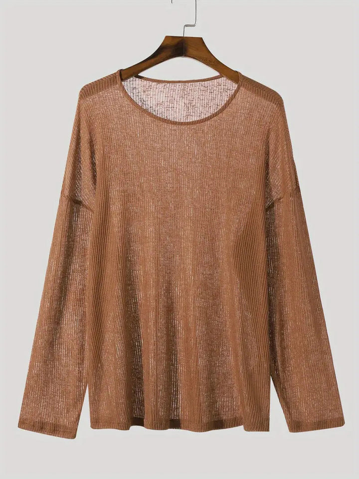 Damen Langarmshirt mit strukturiertem Rippenmuster und lässigem Schnitt Aliams