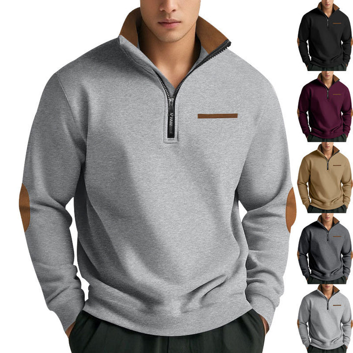 Herren Hochwertiges Sweatshirt mit Stehkragen und Reißverschluss Aliams