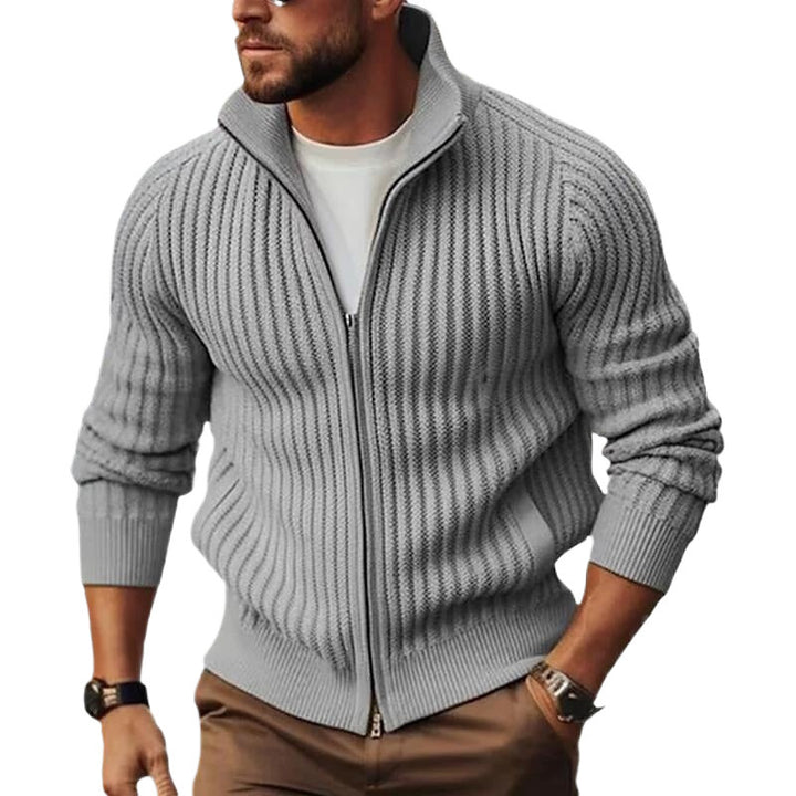Herren Strickjacke mit modernen Rippdetails und durchgehendem Reißverschluss Aliams