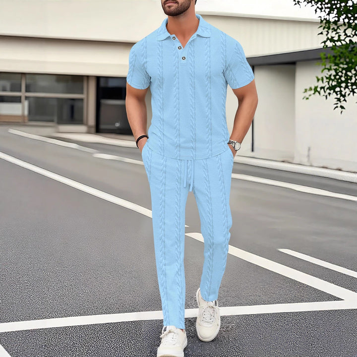 Herren elegantes Freizeitanzug mit stilvollem Strickmuster Aliams