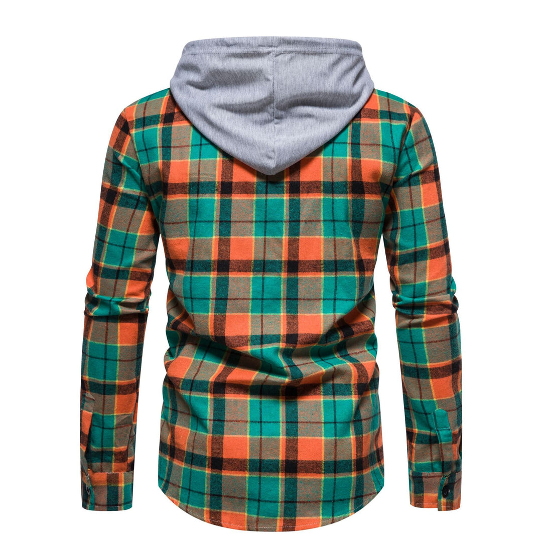 Herren Flanellhemd mit Kapuze und kariertem Design Aliams