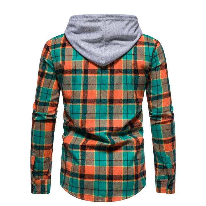 Herren Flanellhemd mit Kapuze und kariertem Design Aliams