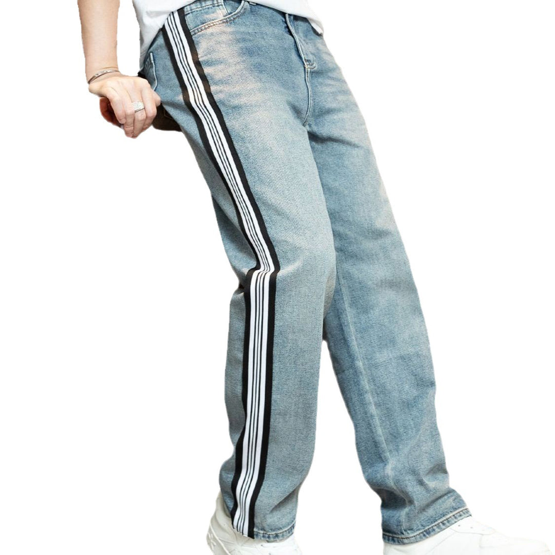 Herren Relaxed Fit Jeans mit kontrastierenden Seitenstreifen und hohem Tragekomfort Aliams