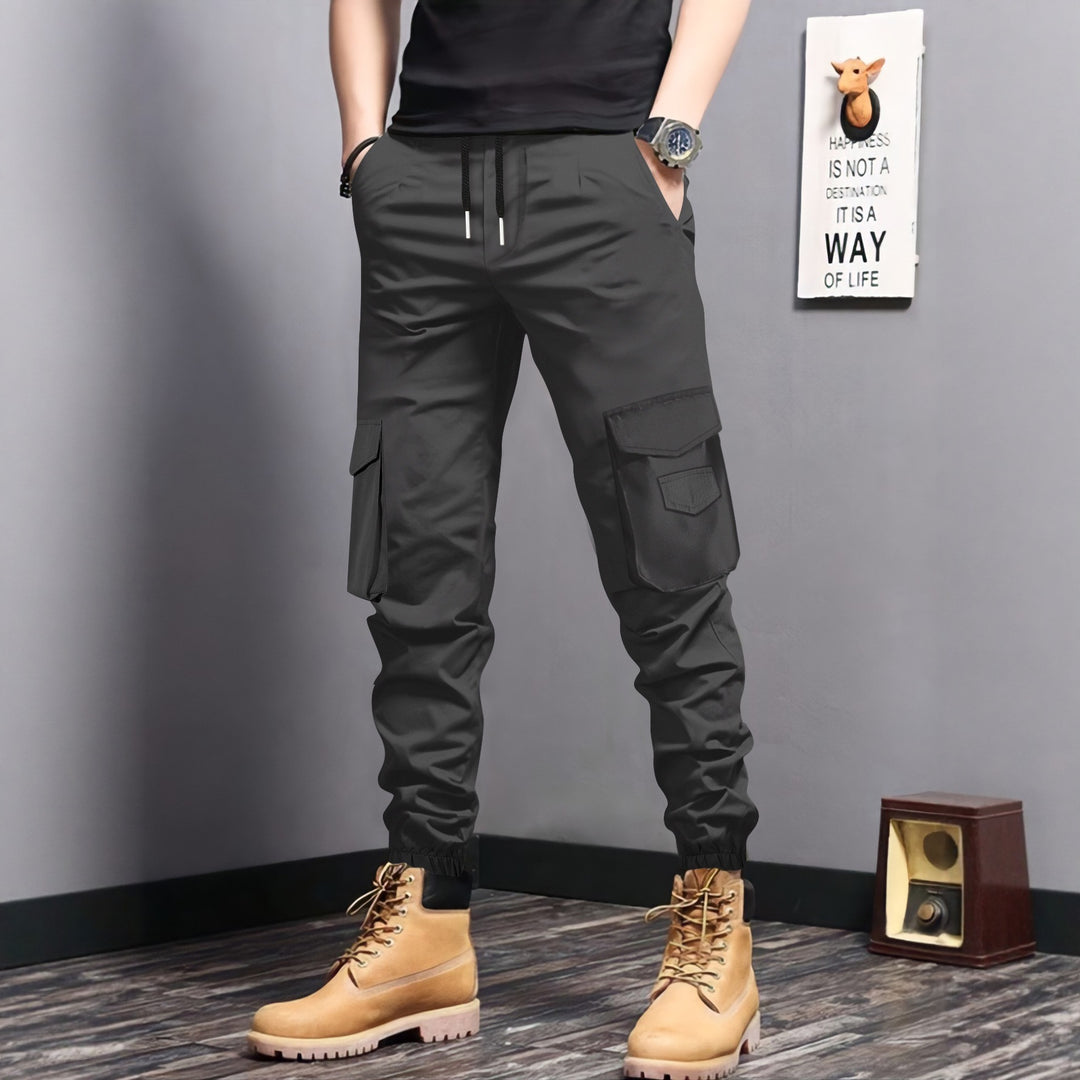 Herren Cargo-Jogginghose mit seitlichen Taschen und elastischem Bund Aliams